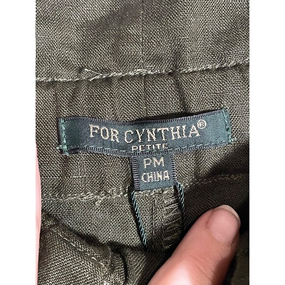 For Cynthia Green Linen Paperbag Waist Pants Size Petite M High Rise Relaxed - Picture 5 of 14